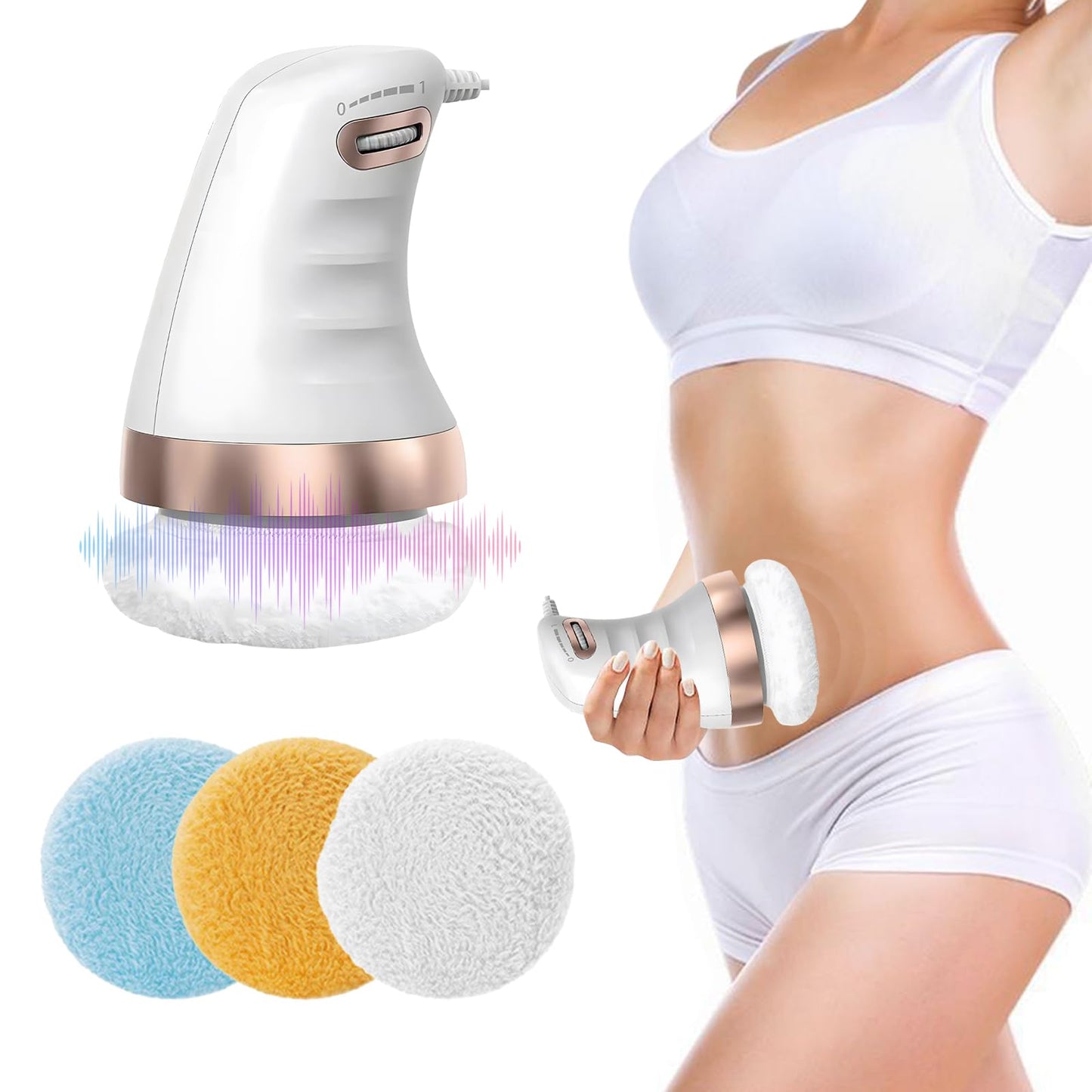 Body Massager Tool, Bodys Sculpting Machine, Handheld with 3 Washable Pads Machines for Belly Waist Neck Buttocks Legs Valentines Gifts for Her
