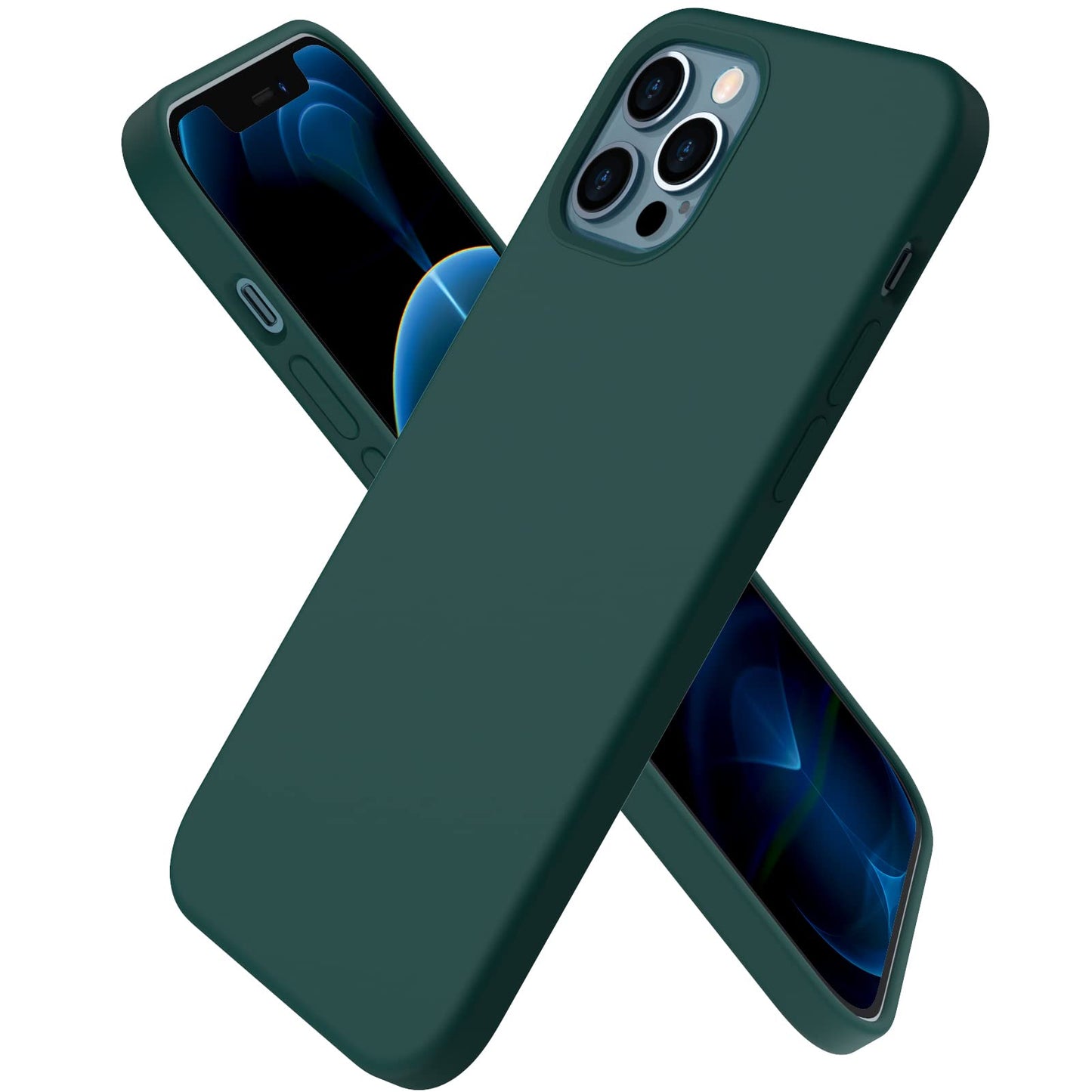 ORNARTO Compatible with iPhone 12 Case 6.1 and iPhone 12 Pro Case, Slim Liquid Silicone 3 Layers Full Covered Soft Gel Rubber Case Cover 6.1