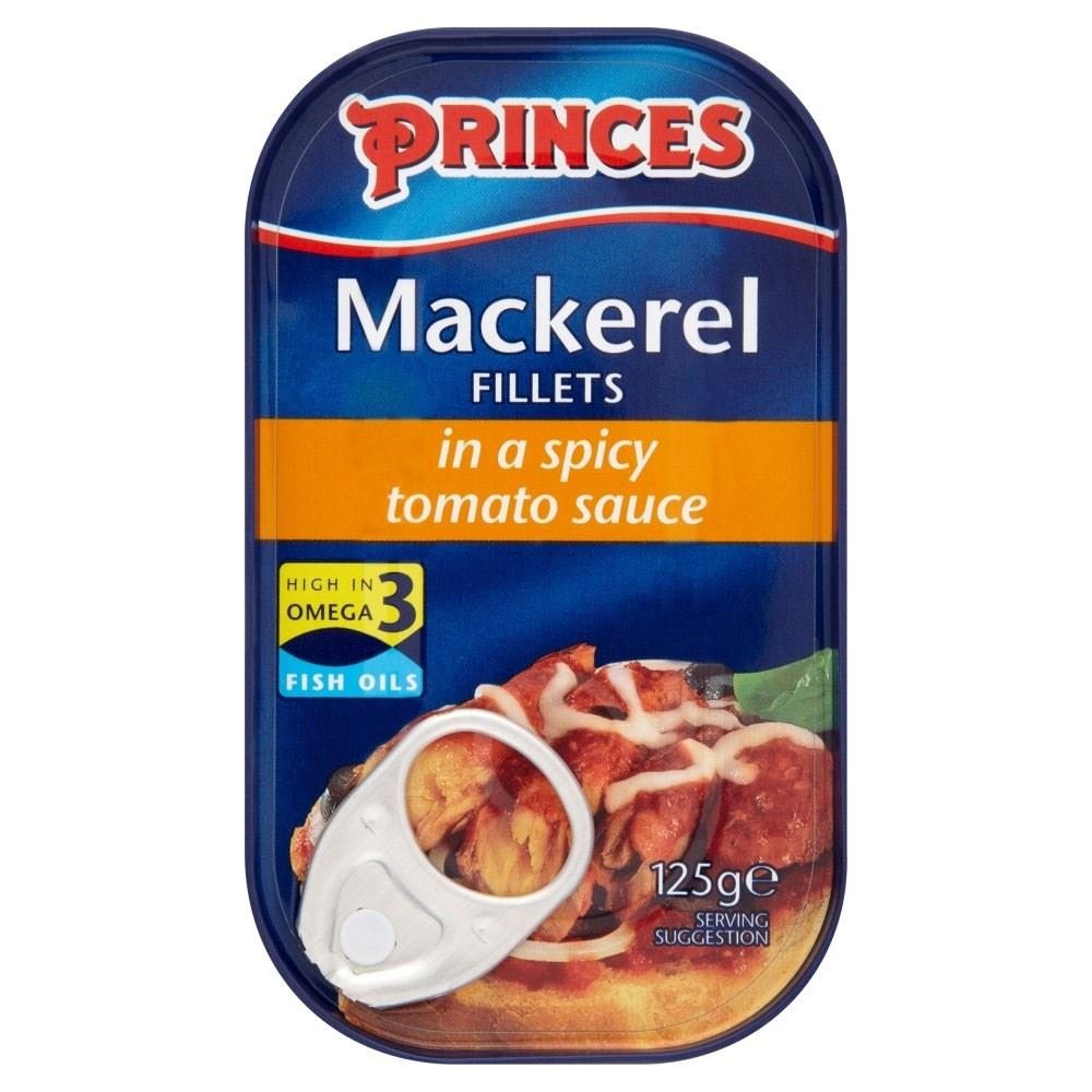 Princes Mackerel Fillets in a Spicy Tomato Sauce (125g) - Pack of 6