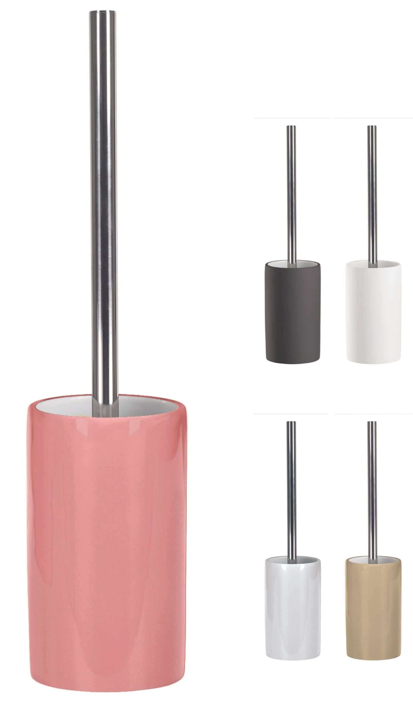KW "Pure" Porcelain Toilet Brush and Holder (Glossy Pink)