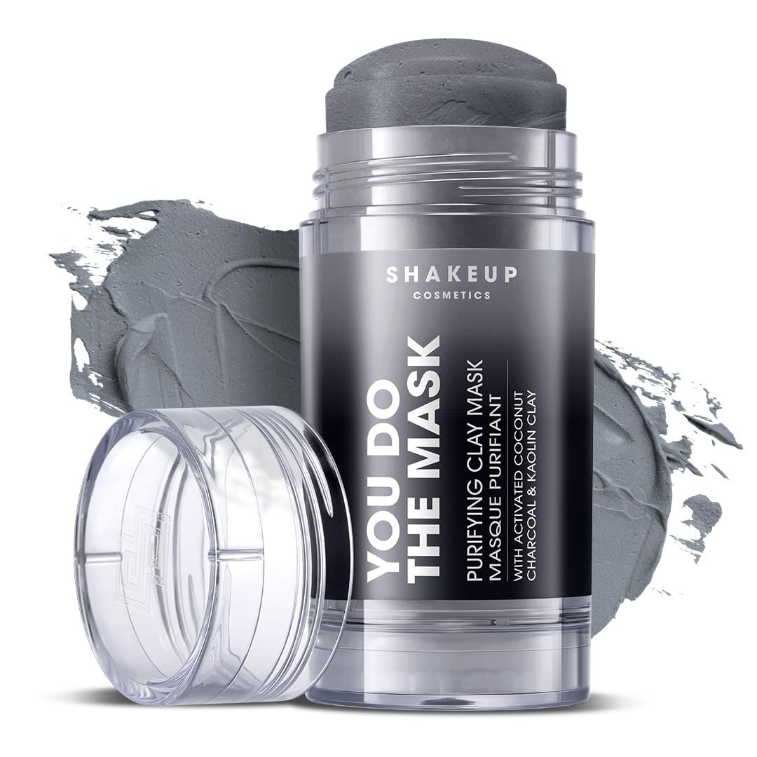 Shakeup Cosmetics Mens Charcoal Face Mask Stick, Purifies, Cleanses, Hydrates & Nourishes with Coconut extract. Vegan, Mess-free & Easy to Apply, 35g.