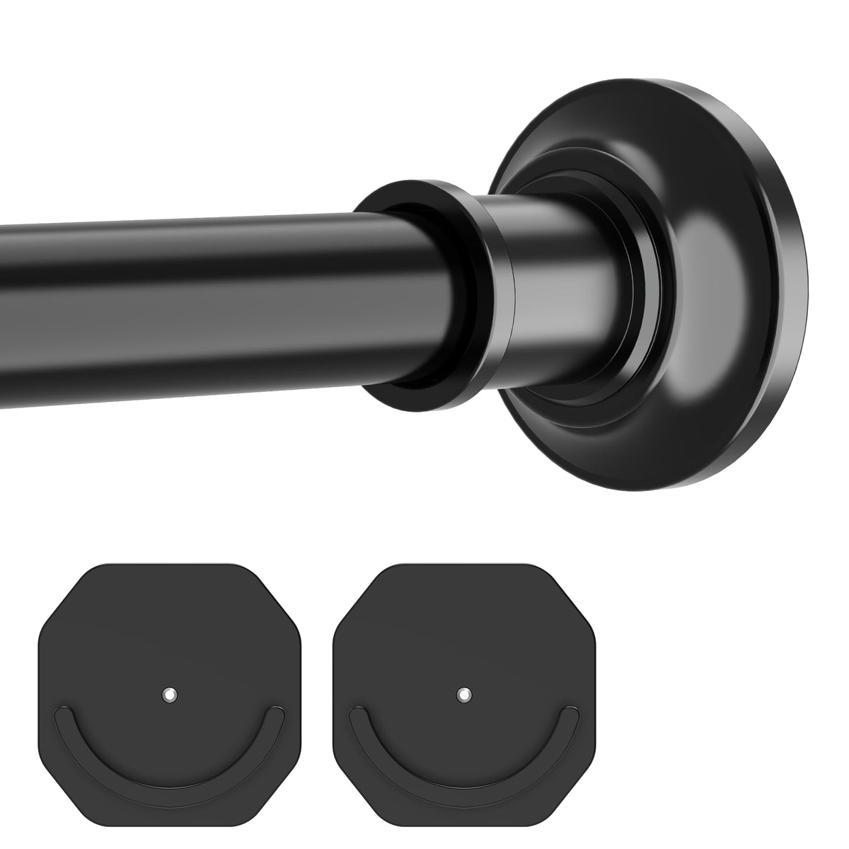 Stainless Steel Shower Tension Rod, 28 mm Curtain Rod No Drilling,76-247 cm, Extendable Shower Curtain Rod Heavy-Duty For Bathroom (Black)