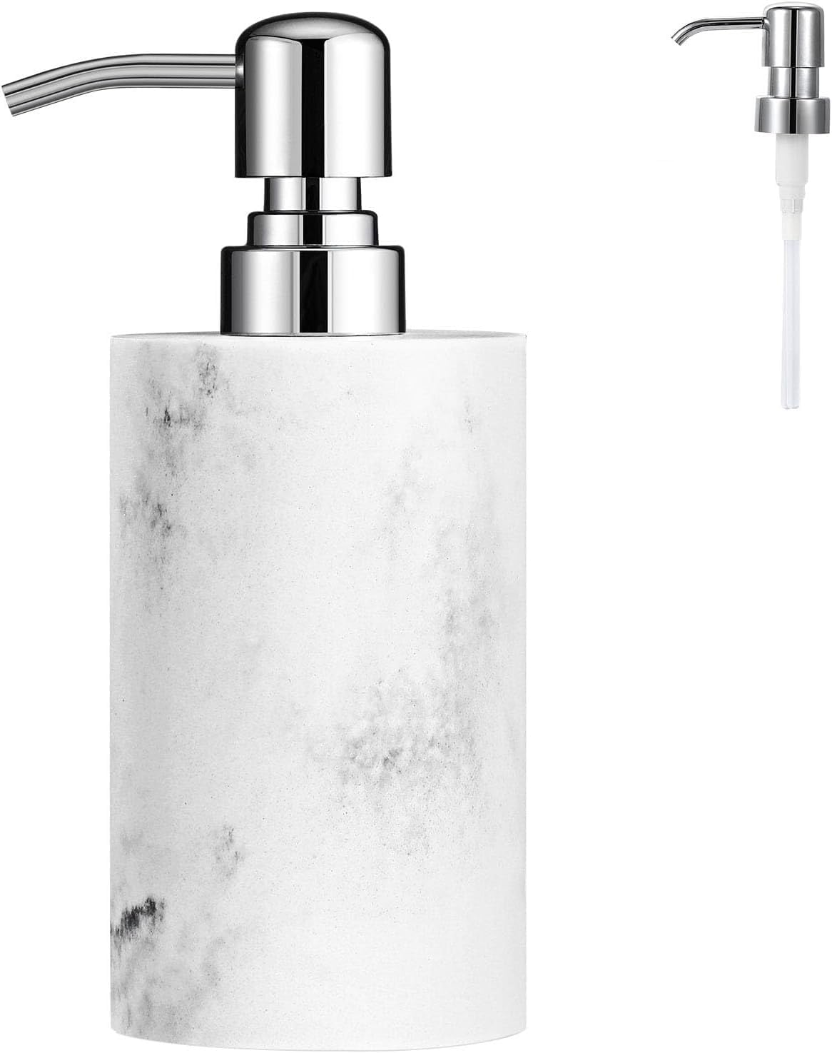 Luxspire Soap Dispenser, Marble Lotion Soap Pump Dispenser Bottle, Refillable Shampoo Container, Decorative Hand Soap Resin Dispenser for Bathroom