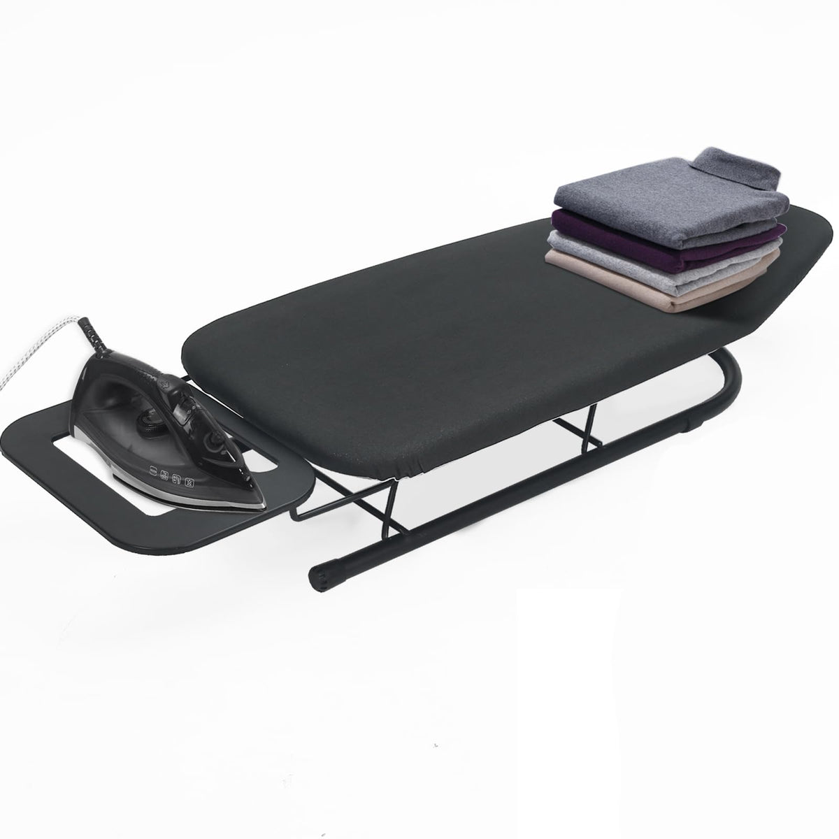 Rainberg Table top Ironing Board, Small-Foldable Design, Non-Slip Folding Legs, 100% Cotton Cover with Foam Layer, Steam Iron Rest, Lightweight, Space