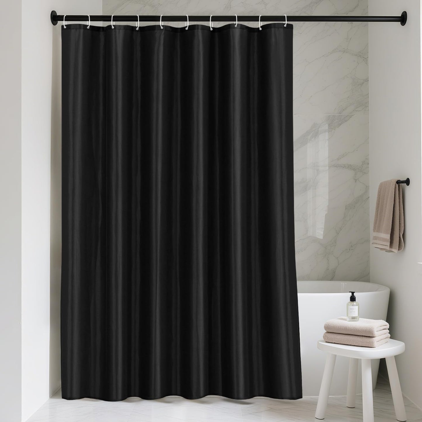 LUKDUNG 150 x 200 cm Polyester Textile Shower Curtain Anti-Mould for Bathroom, Curtain for Bathtub Shower Made of Fabric Waterproof Washable Shower