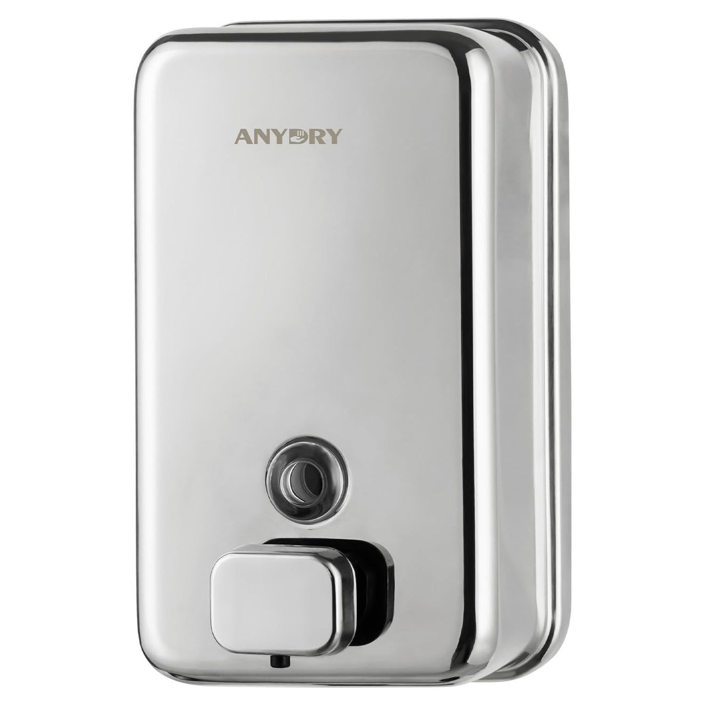 anydry Commercial Wall Mounted Soap Dispenser 1100ml Large Capacity Polished Stainless Steel Manual Dispenser for High Traffic Restrooms (Polished)