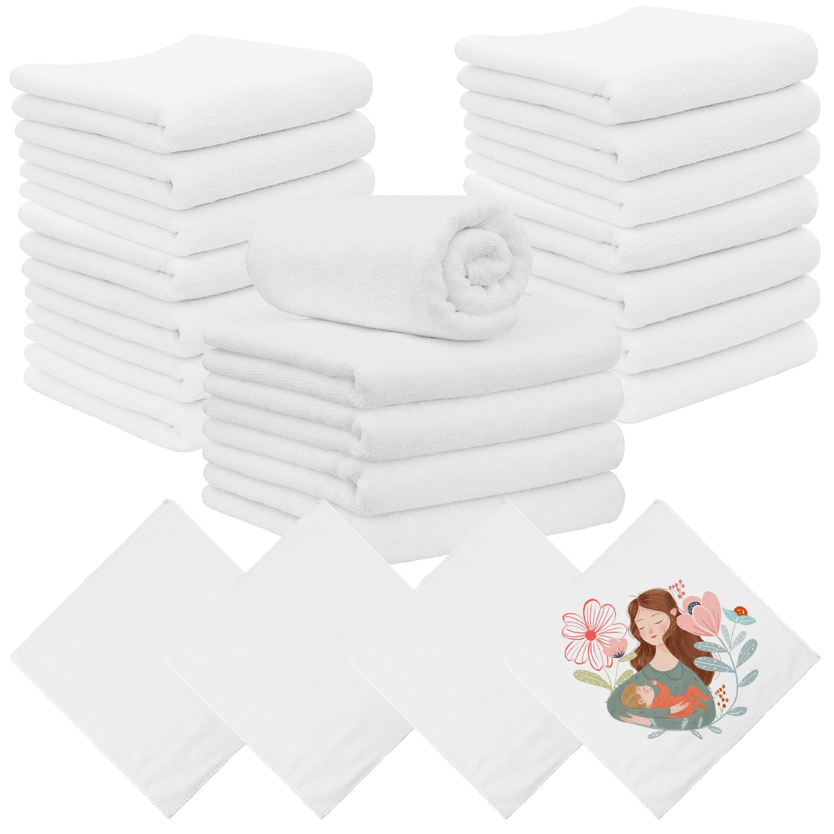 YFNVH 20 Pack Sublimation Tea Towels Blank 30 x 30 cm DIY Microfiber Kitchen Towel Bulk White Waffle Weave Dish Hand Towels for Cleaning Crafts