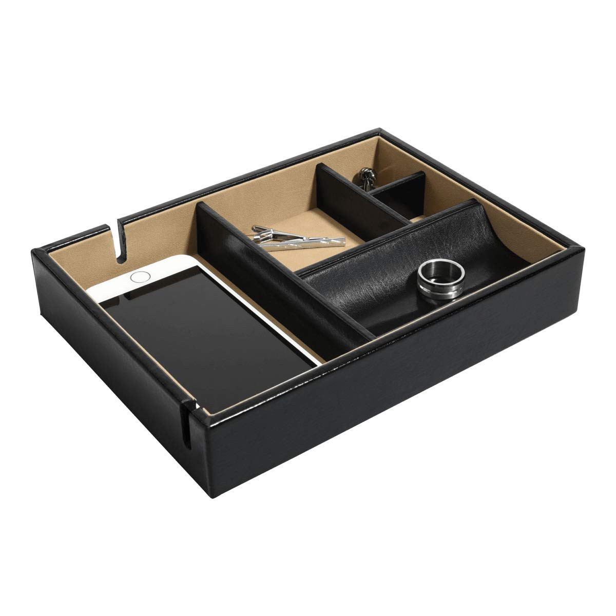 Dulwich Designs Windsor Black Leather Valet Tray