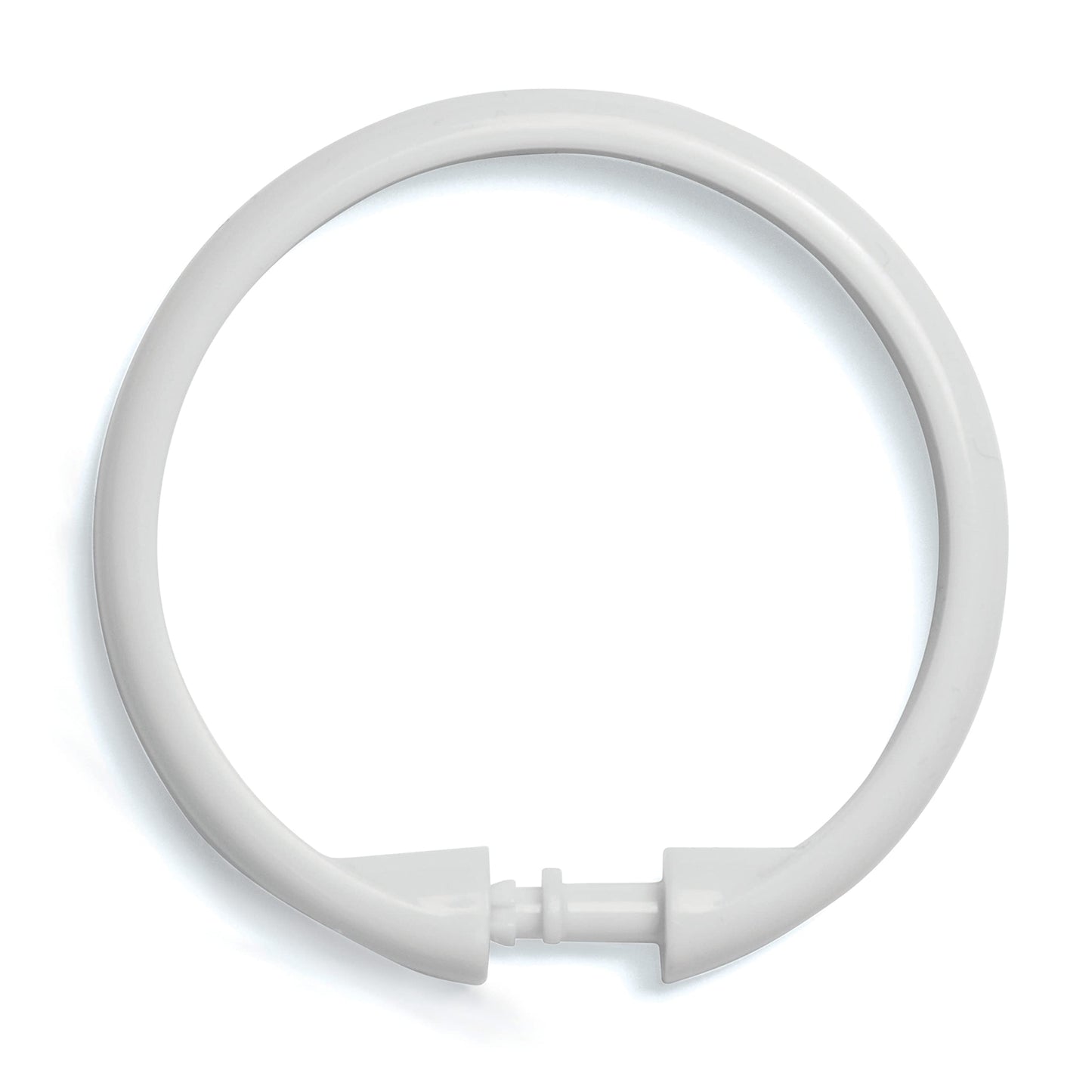Kenney KN61217 Rust-Proof Smooth Plastic Shower Curtain Rings for Shower Curtain and Standard Shower Curtain Rod, Bathroom Use, Easy to Snap Closure,