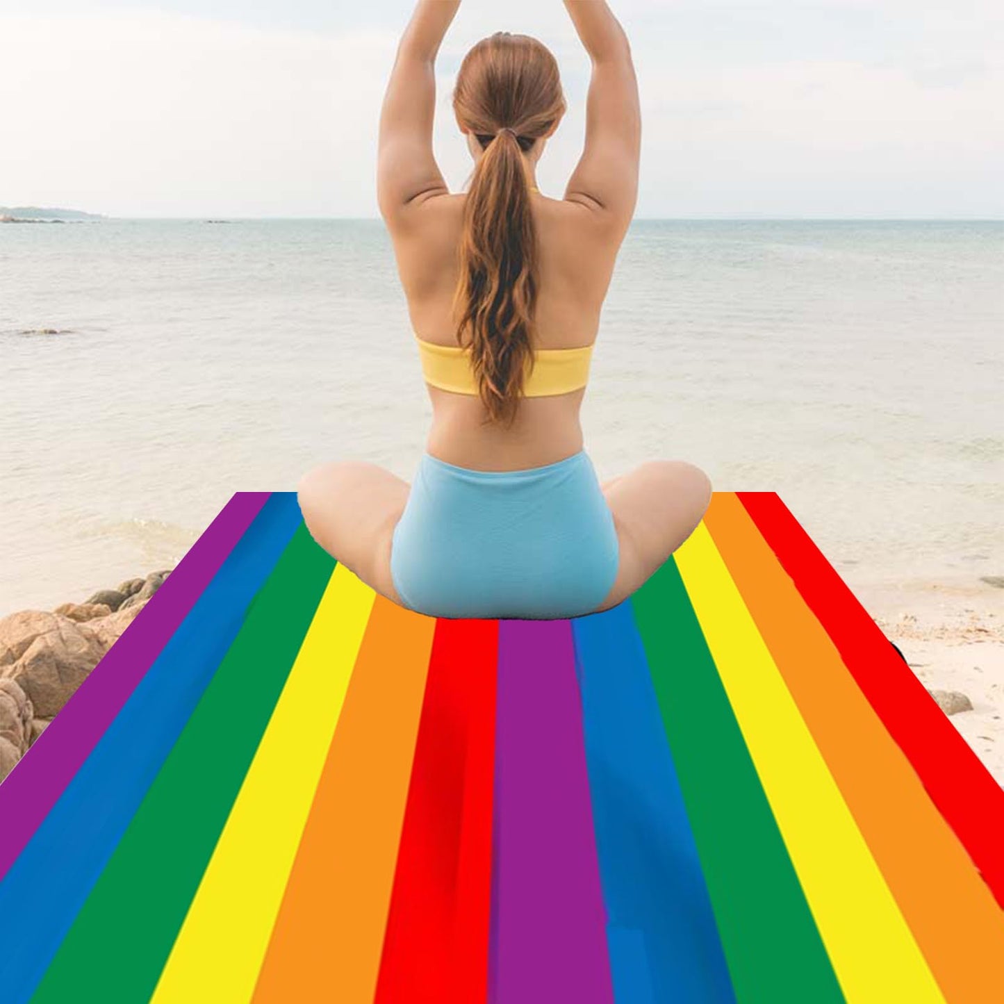 Large Thin Microfibre Beach Towel with Bag for Adult Men Women,160x90cm Rainbow Beach Towels Quick Dry Sand Free Lightweight Swim Bath Towel for