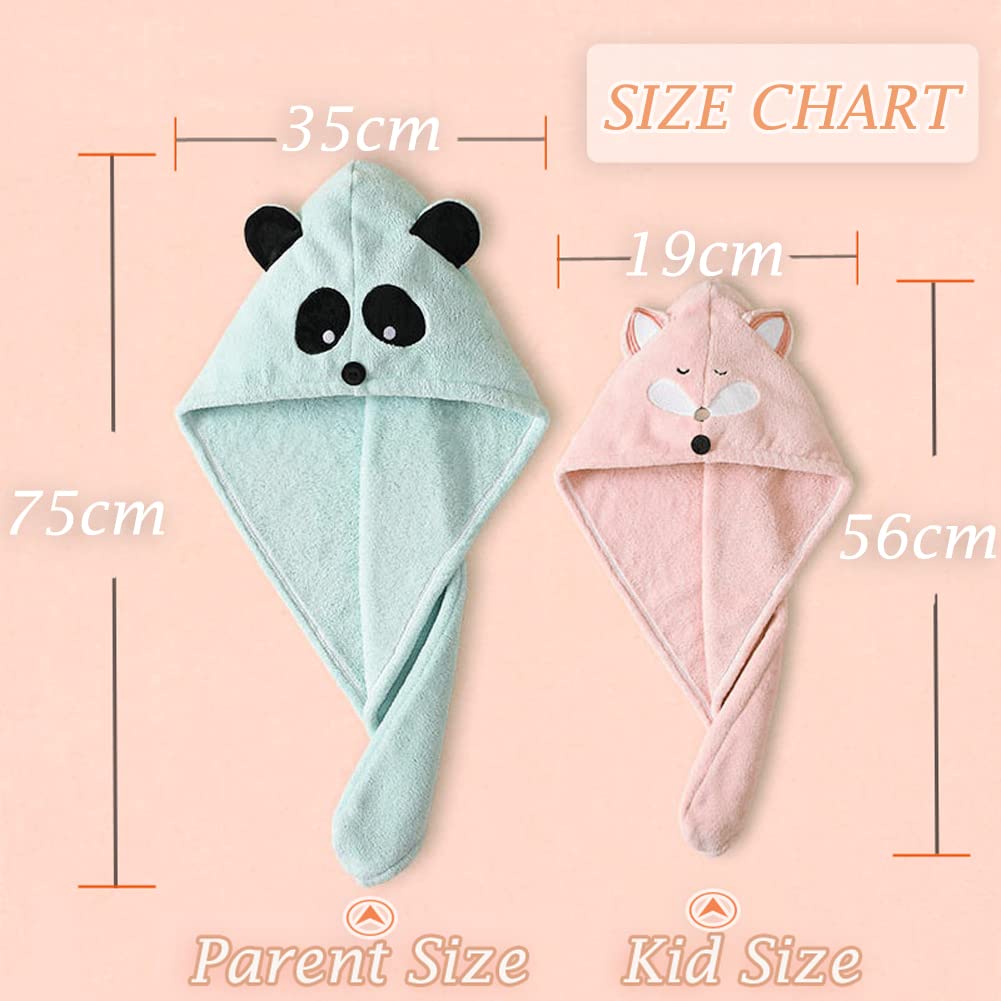 Cysocool Anti-Frizz Kids Hair Towel Absorbent Quick Drying Girls Hair Turban Towel with Button Wet Hairs Dryer Cap Ultra Soft Drying Towel Wrap Twist