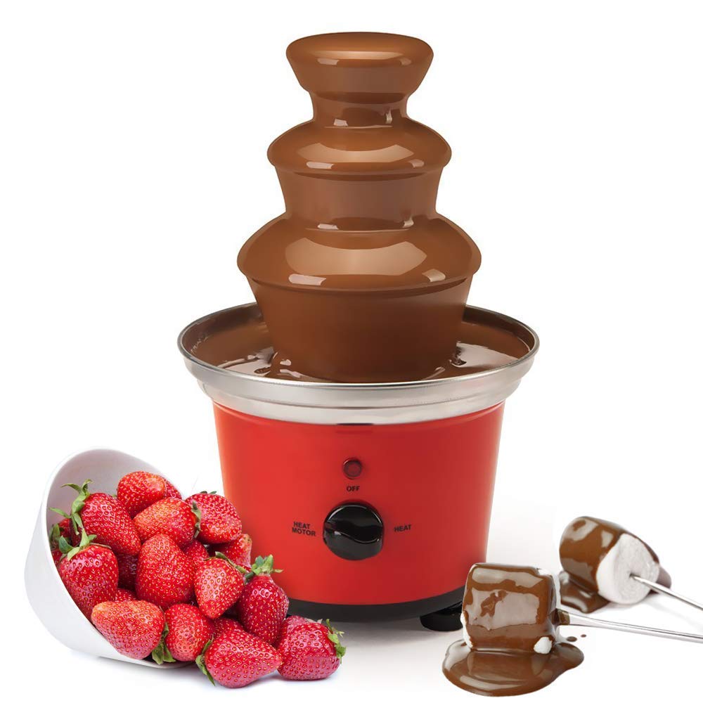 Global Gourmet Belgian Chocolate Fountain Fondue Large Set | 500ml Capacity Electric 3-Tier Machine with Hot Melting Pot Base | 2 Adjustable Settings