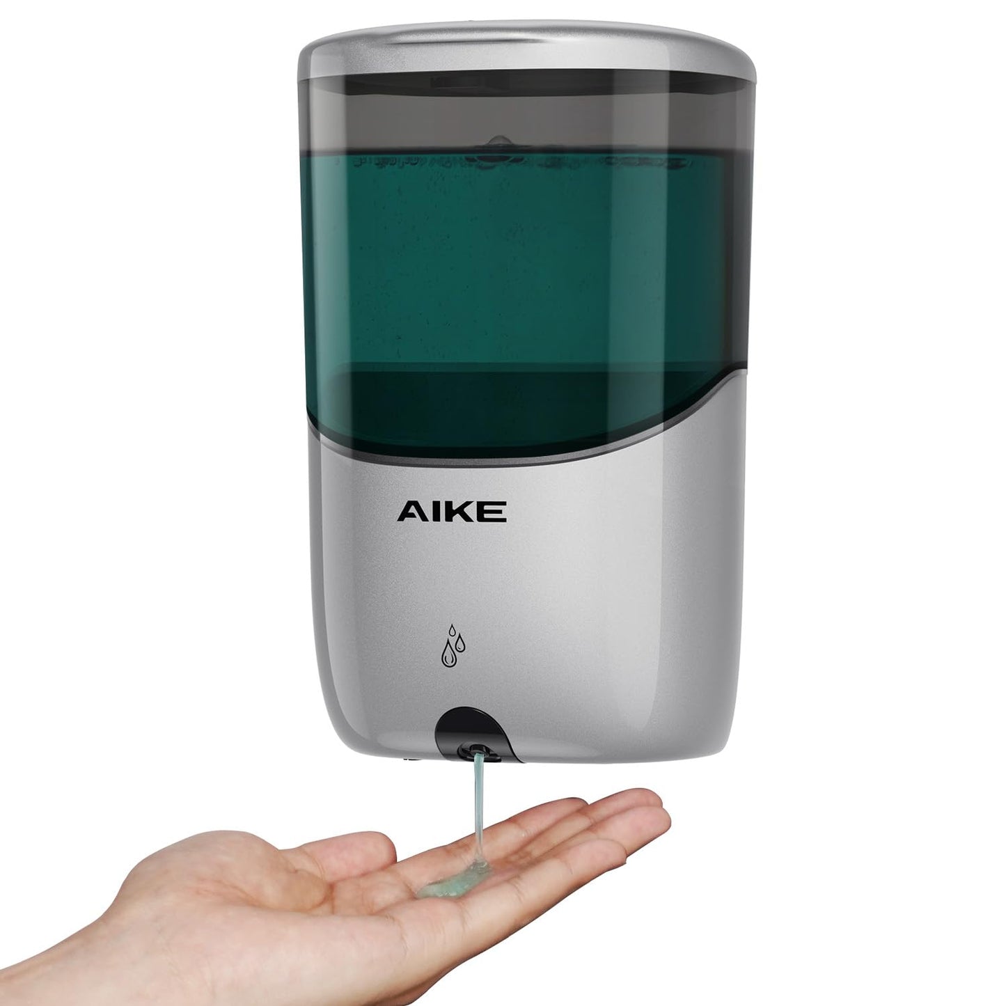 AIKE Automatic Soap Dispenser, 650 ML Large Capacity, Wall Mounted, Commercial, Model AK1216, Silver