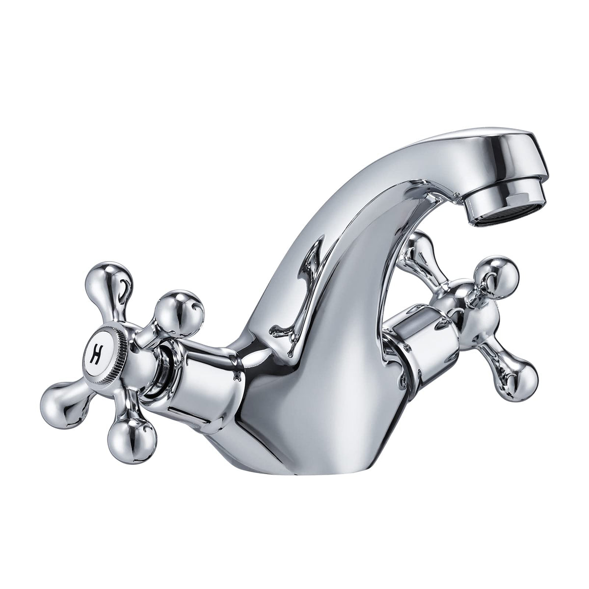 Peppermint Basin Mixer Tap Bathroom Sink Taps Chrome Crosshead Basin Taps Mono Traditional Victorian Double Handles Bathroom Tap Mixer Faucet with