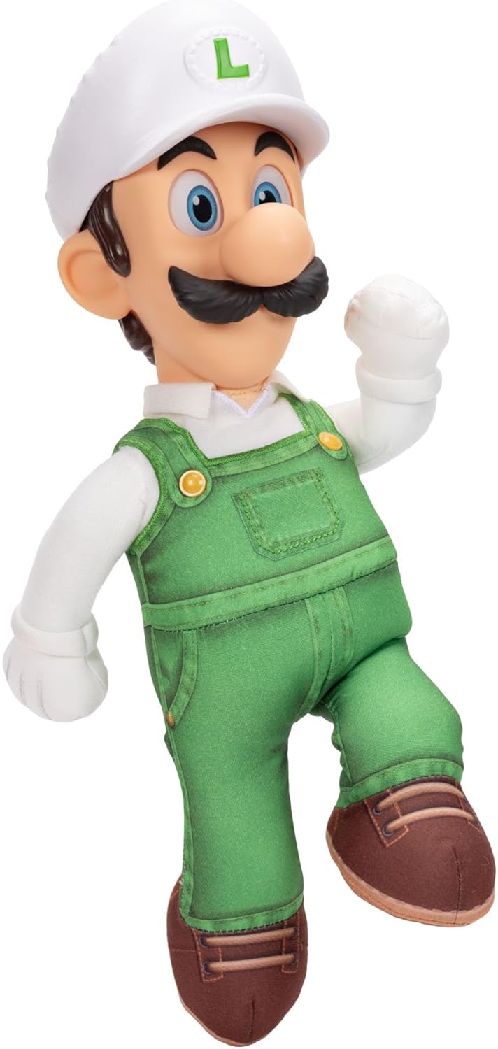 The Super Mario Galaxy Movie Fire Luigi Poseable Plush 38cm, New but slightly scruffy box