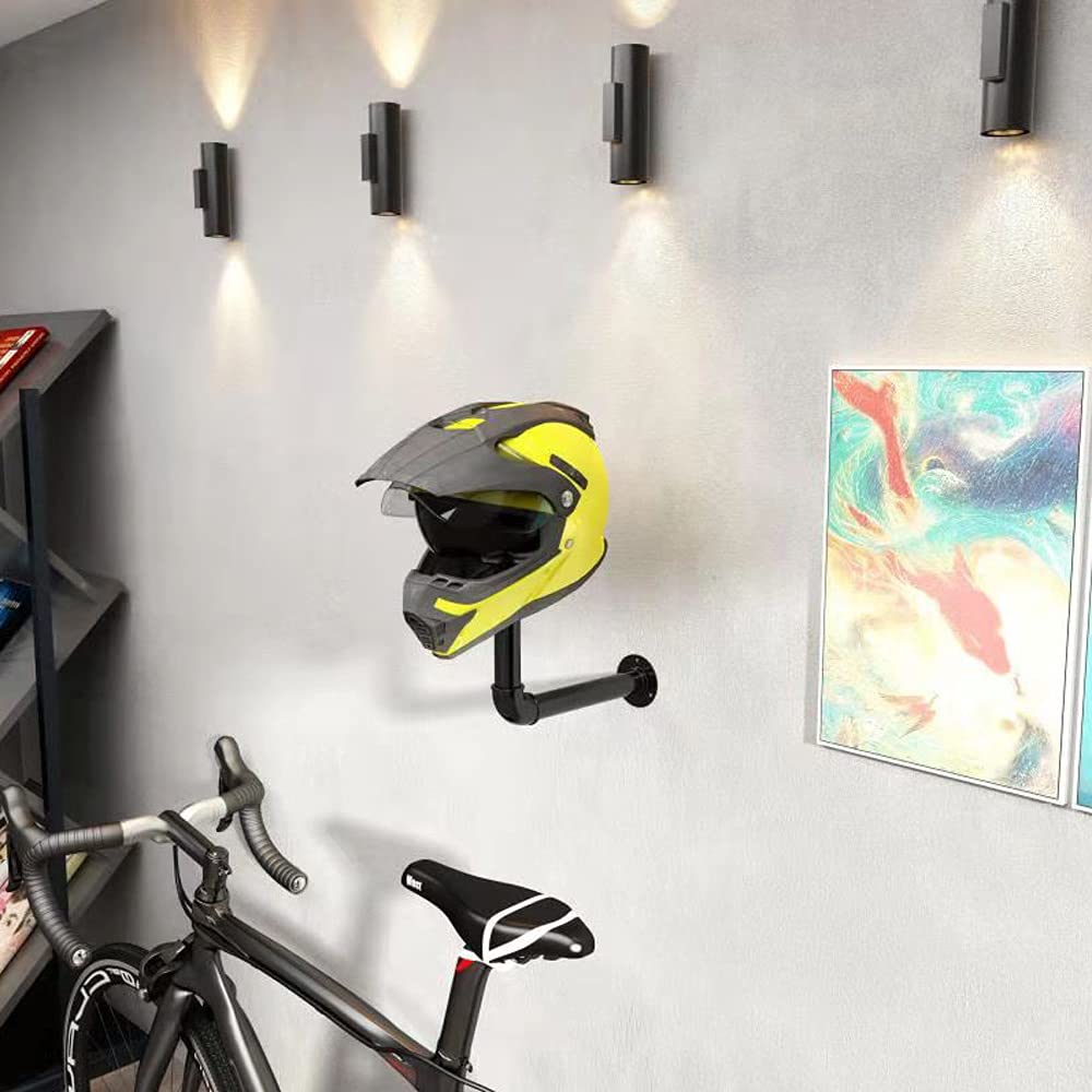WANLIAN Motorcycle Helmet Holder, Motorcycle Helmet Accessories Jacket Hanger Wall Mounted Multifunctional Bicycle Helmet Rack (2 PCS)