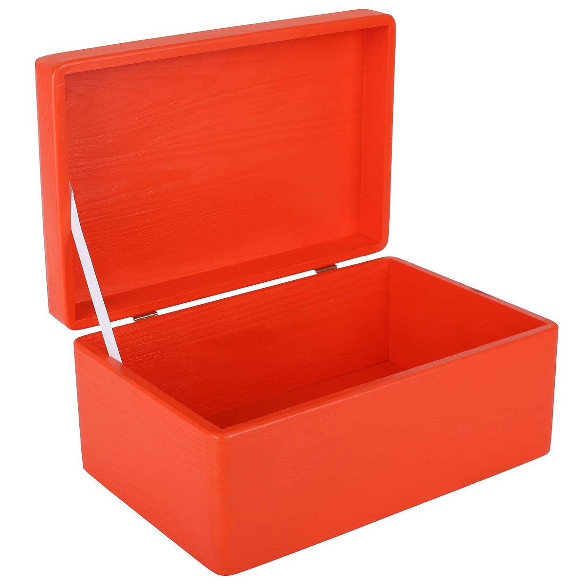 Creative Deco Large Red Plain Wooden Storage Box with Lid | 30x20x14cm (+/-1 cm) | Hinged Lid | Gift Christmas Xmas Box Kitchen Storage | ROUGH &