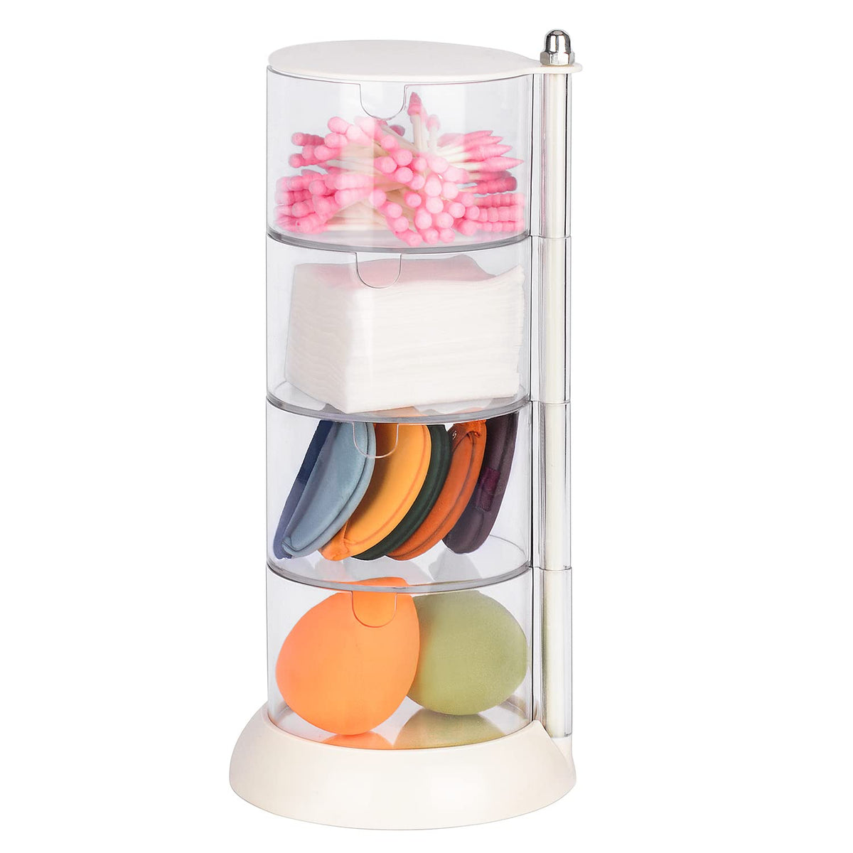 JessLab 4 Layer Clear Jewelry Organizer, 360? Rotatable Acrylic Hair Accessory Organizer, Hair Clip, Hair Tie, Earring Organizer Storage for Bathroom