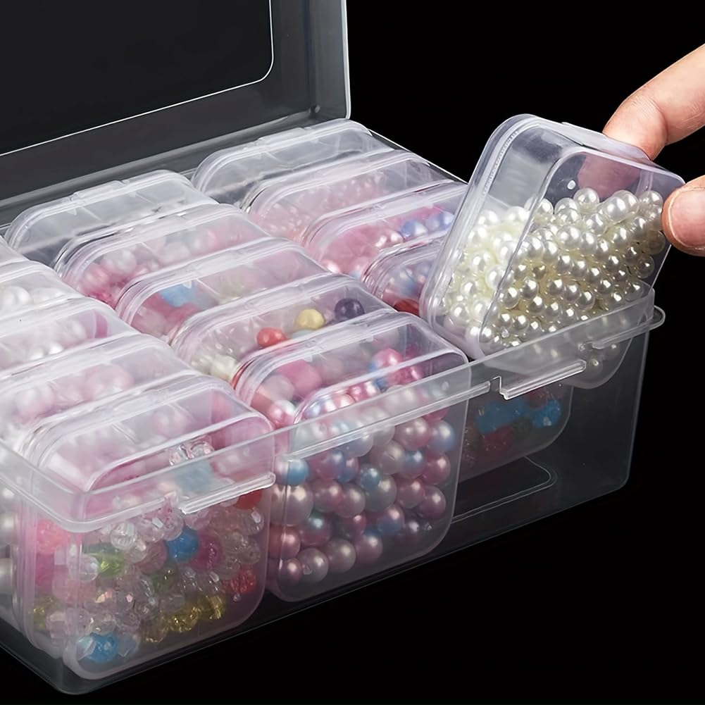48 Pcs Bead Storage Box, 3 Set Small Plastic Storage Boxes with Tweezers