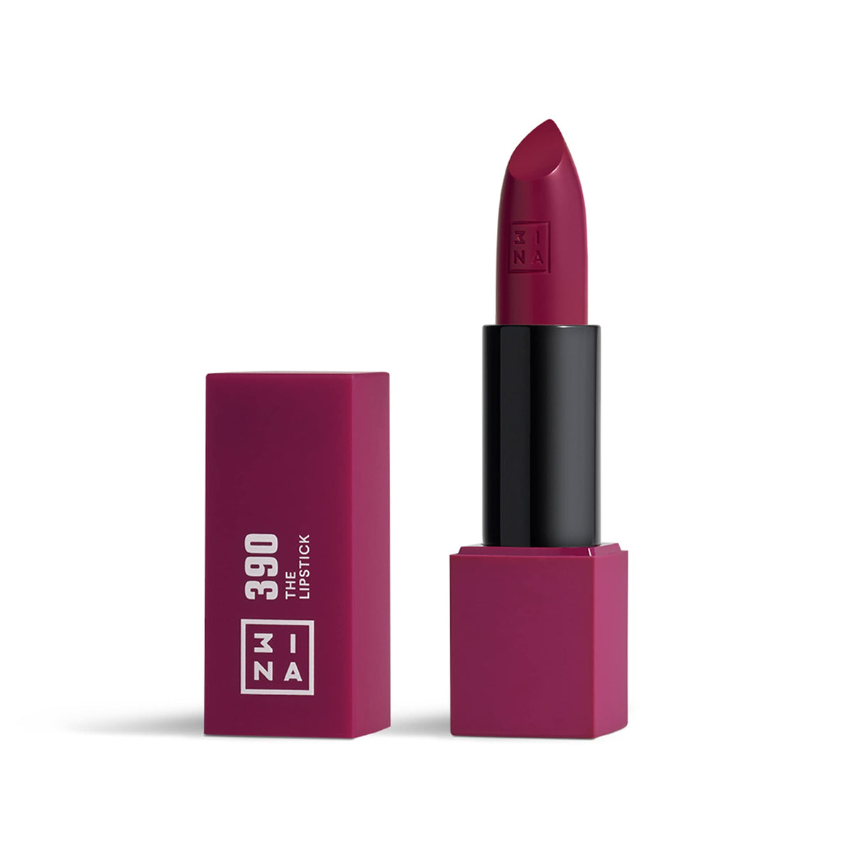 3INA MAKEUP - Vegan - The Lipstick 390 - Dark purple - Highly Pigmented Shades - Moisturizing Creamy Texture - Smooth Formula - Intense Color - Shiny
