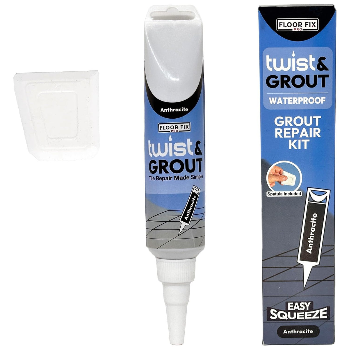 Floor-Fix Pro - Twist & Grout Repair Kit - Premixed & Waterproof Fast Tile Grout Reviver - Bathroom, Shower, Kitchen (Anthracite)