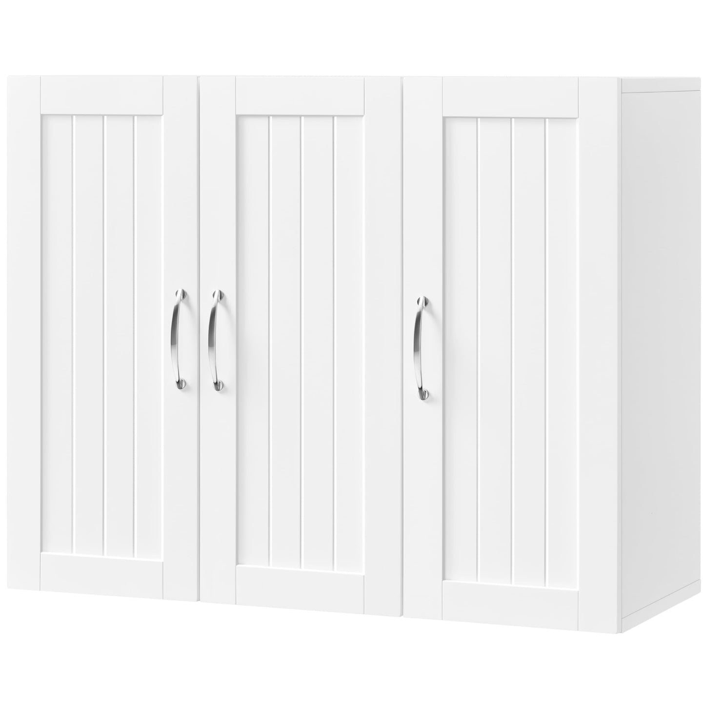 Yaheetech Bathroom Wall Cabinet with 3 Doors, Wall-Mounted Storage Cupboard with Adjustable Shelf, Medicine Storage Cabinet for Kitchen, Living Room