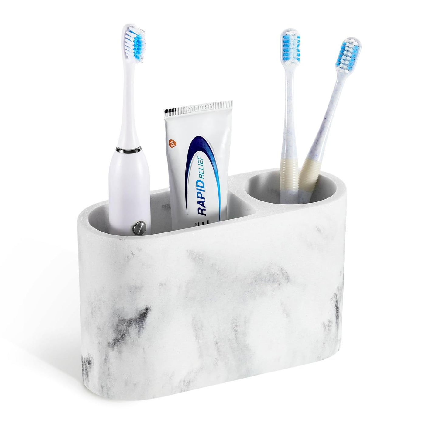 Luxspire Toothbrush Holder, 2 Slots Toothbrush and Toothpaste Holdersfor Bathrooms, Resin Toothbrush Holder Electric Toothbrush Stand for Vanity