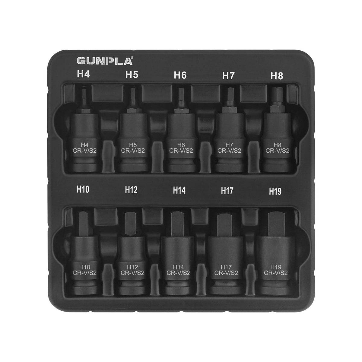 Gunpla 10pcs 1/2 inch Hex Impact Socket Bits Sets, Durable Allen Impacted Shallow Chrome Vanadium S2 Steel Phosphate Finished Drive Hexagonal Sockets