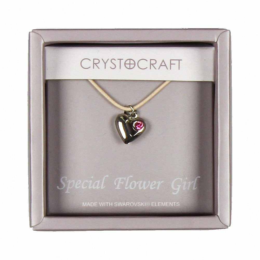 Crystocraft Necklace with Heart Charm-Our Special Flower Girl