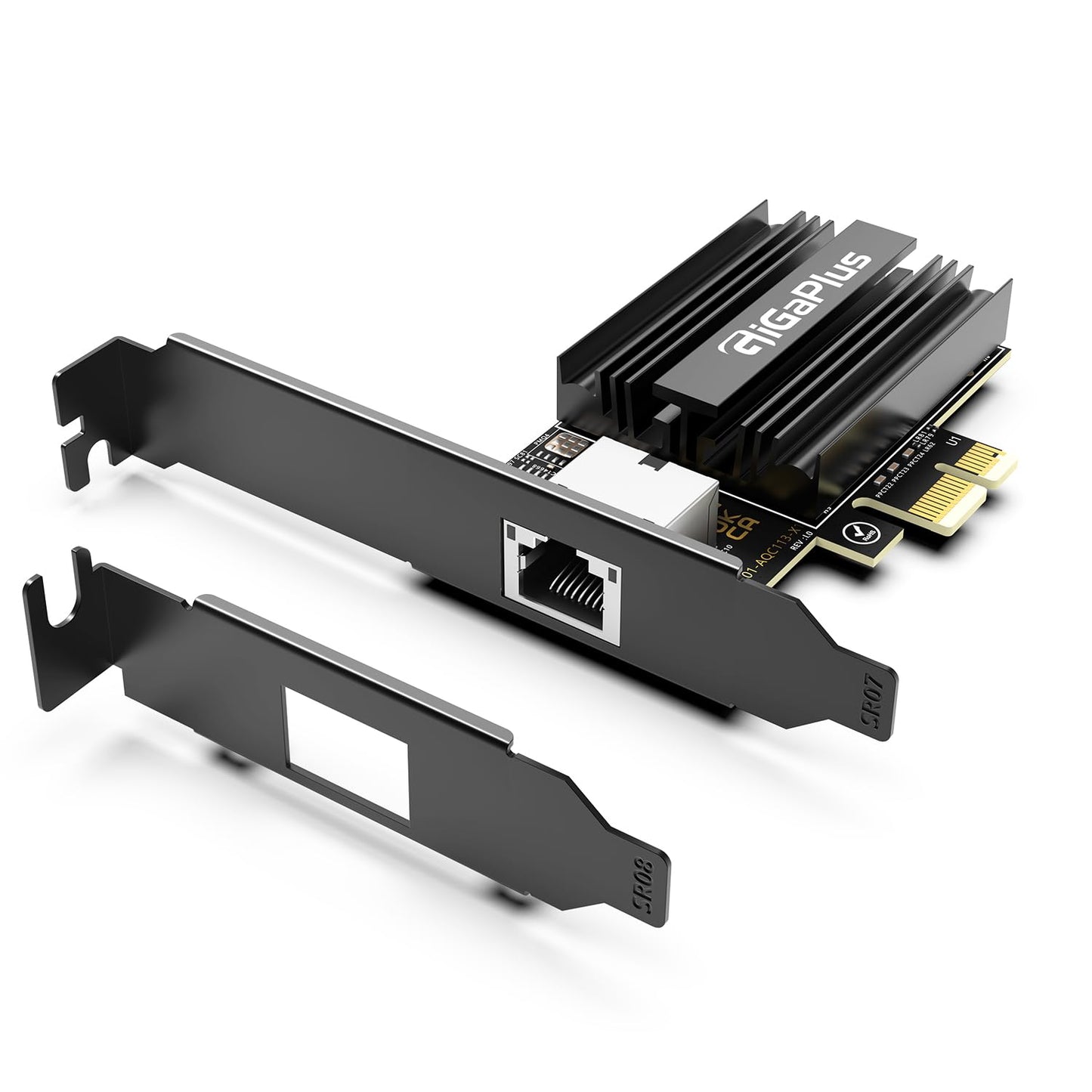 10Gbe PCI-e4.0 X1 Network Card, Marvell AQC113 Controller, 10G Base-T RJ45 Port NIC, GiGaPlus 100/1000/2500/10000Mbps Ethernet Card, 10Gb Ethernet