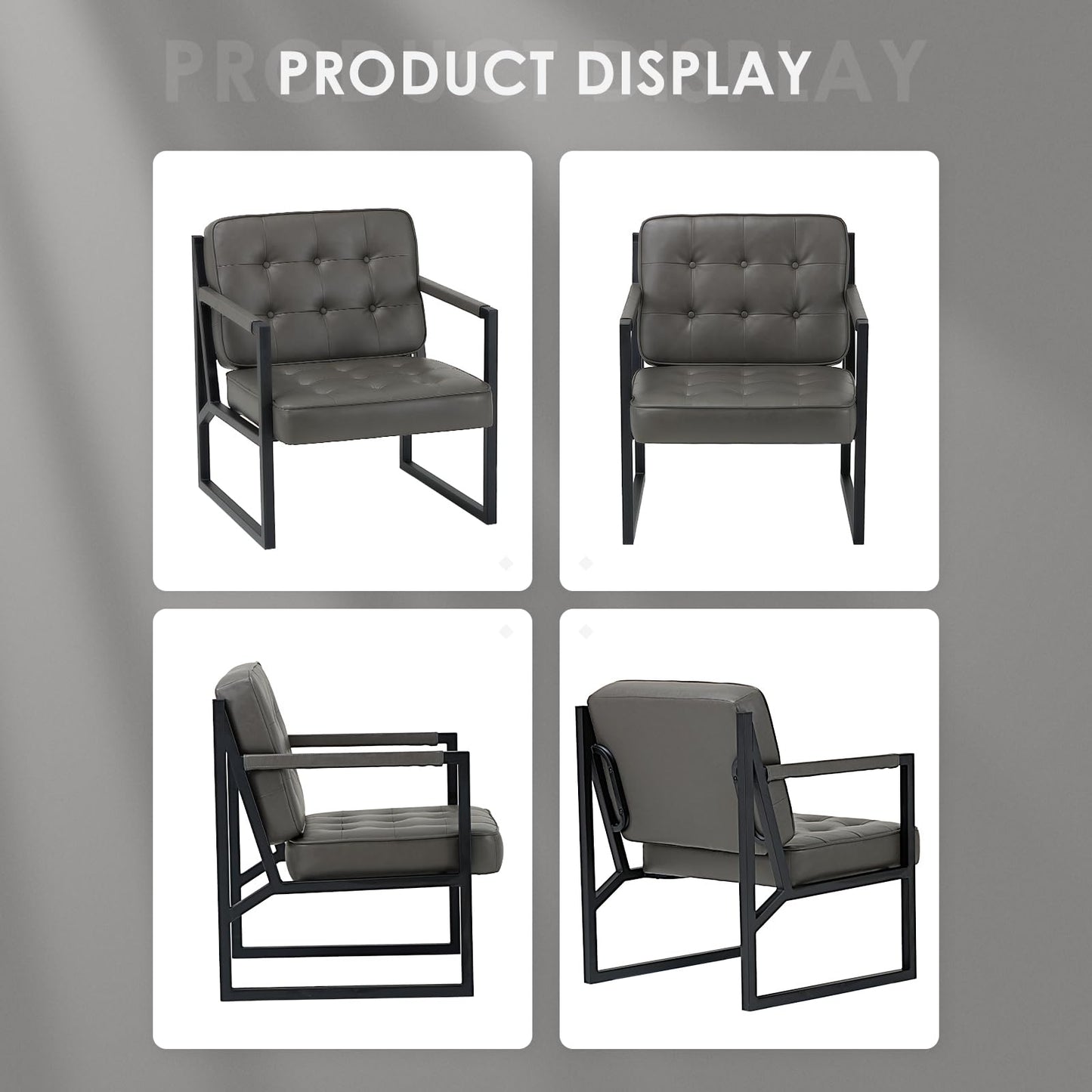COLAMY Mid Century Modern Accent Chair Set of 1, Comfy Living Room Armchair with Metal Legs