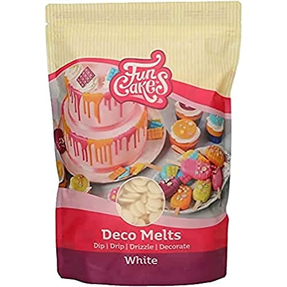FunCakes Deco Melts White - Dip, Drip, Drizzle and Decorate! Melt in The Microwave and Pour in Every Shape. Make Candy, Drip Cakes, Lollipops and