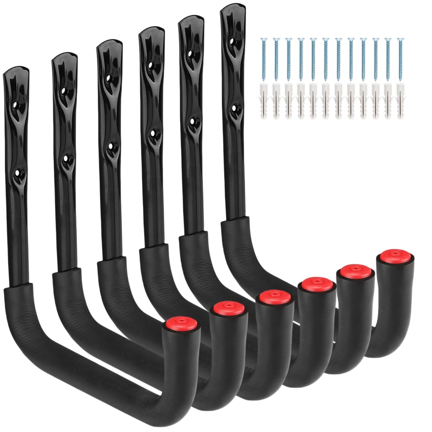 Moundnaik 6 Pcs Garage Hooks, 20cm Utility Ladder Hooks, Garage Storage Tool Hooks, Heavy Duty Wall Mounts Hanger for Bike, Chair, Hose, Outdoor and