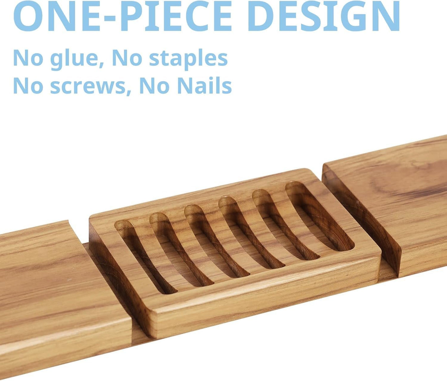 HTB Teak Soap Dish 1PC, Self-Draining Soap Bar Holder for The Shower