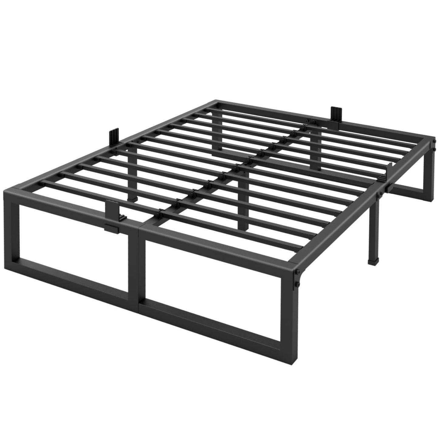 Yitong Angel King Bed Frame 150x200 cm - 36cm Height Heavy Duty Metal Bed Frame King with No Box Spring Needed Platform Noise Free Easy Assembly Black
