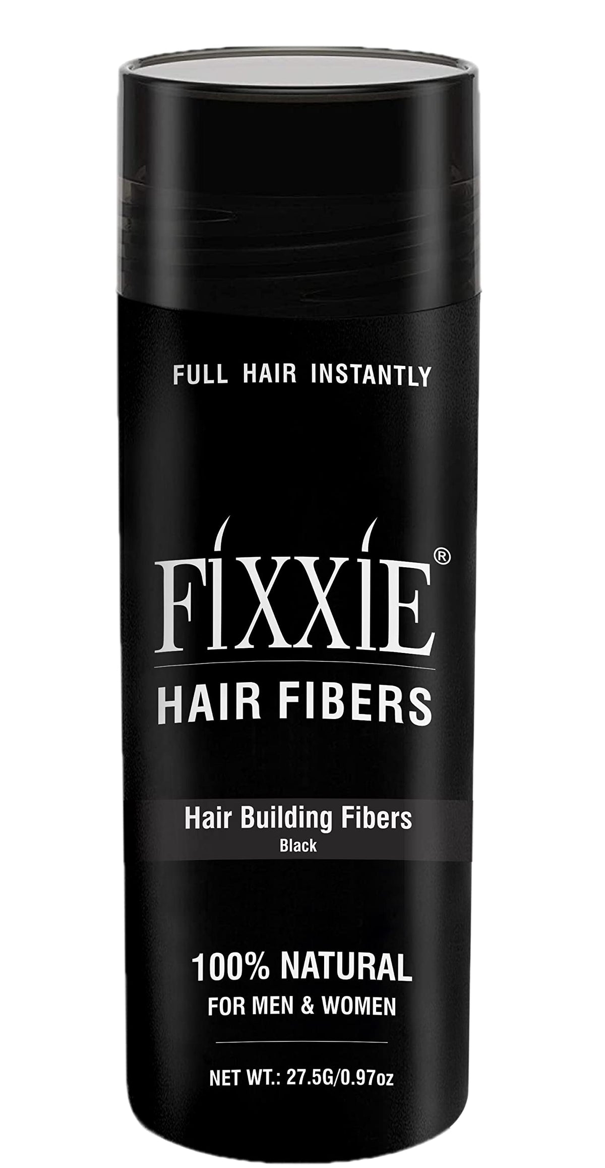 FIXXIE Hair Fibres BLACK for Thinning Hair 27.5g Bottle, Hair Fibre Concealer for Hair Loss for Men and Women, Naturally Thicker Looking Hair with