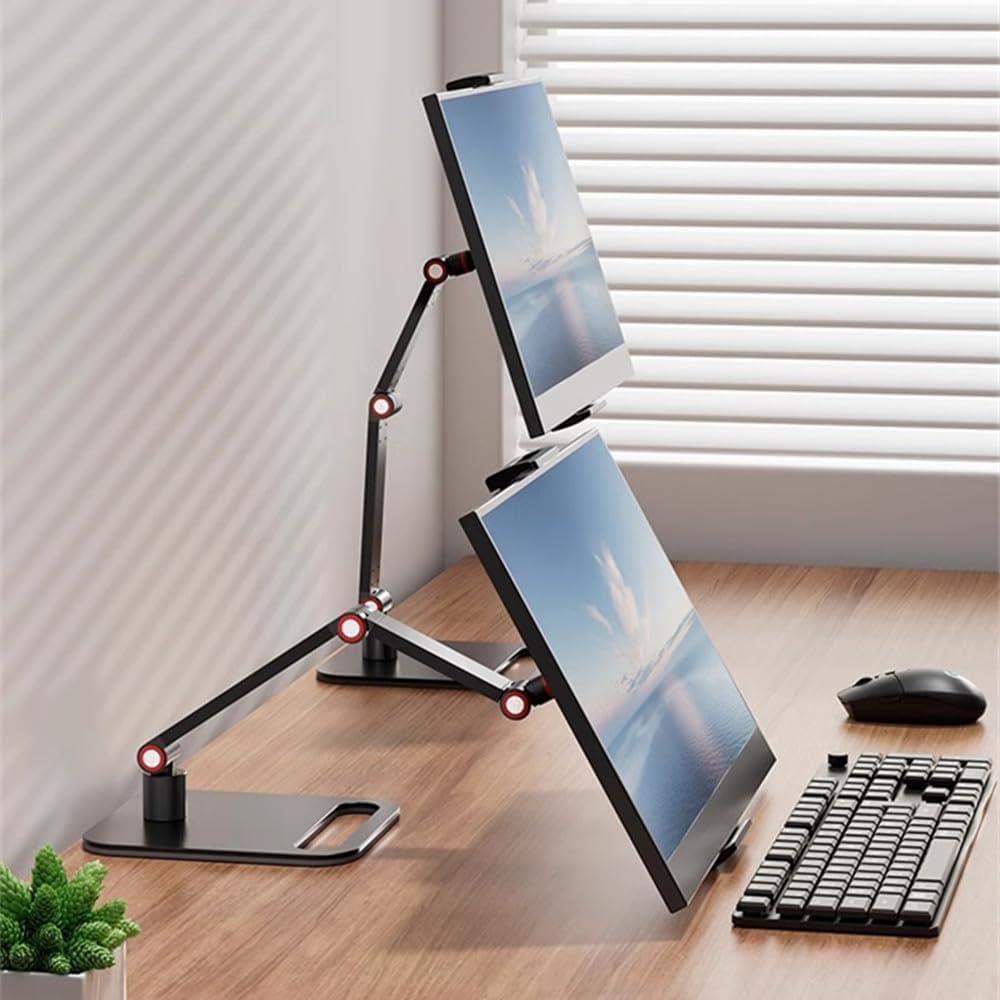 AiFeelife Portable Monitor Holder for 12-17.3 Inch Screen Metal Stand - Universal Expandable Display Base for 12.9-16 Inch Tablets - Adjustable 360?