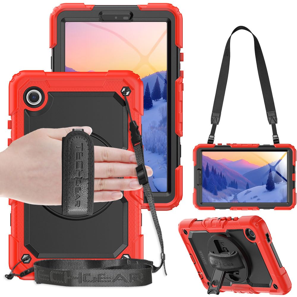 TECHGEAR UTILITY Case fits Samsung Galaxy Tab A9 8.7" (SM-X110 / SM-X115) Tough Rugged HEAVY DUTY Armour Shockproof Impact Case with 360 Rotating