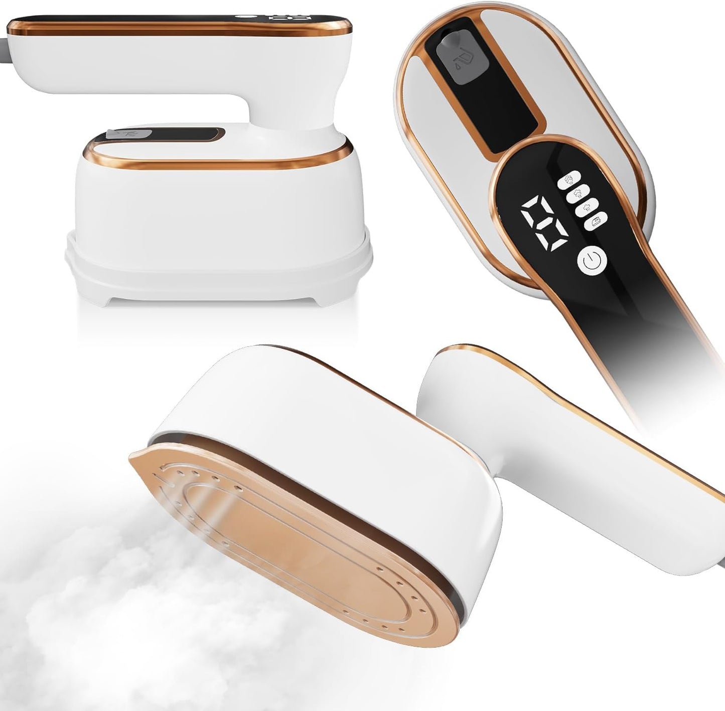 ZStarlite Upgraded - Travel Steamer for Clothes - LED Display & 3+1 Level Steam, Portable Handheld Steamer, Foldable Travel Iron Mini Steam Iron with