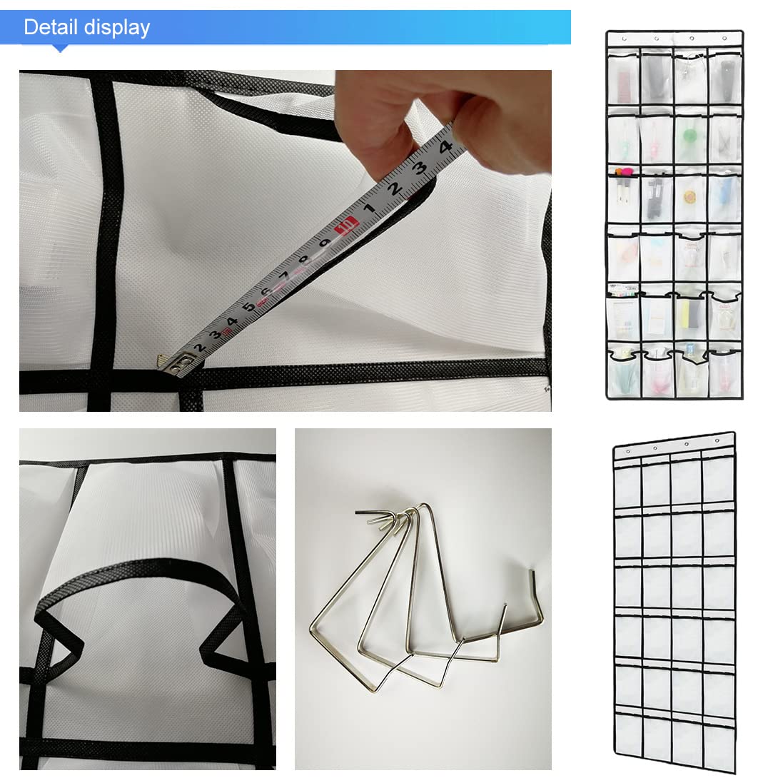 Hsthe Sea Hanging Organiser Over the Door 24 Large Mesh Pockets Storage hanger for Bedroom Bathroom Closet with 4 Hooks