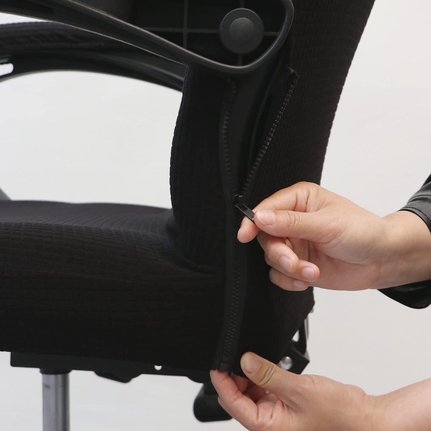 Melaluxe Office Chair Cover with Armrest Covers, Universal Stretch Desk Chair Cover, Computer Chair Slipcovers (Size: L) - Black