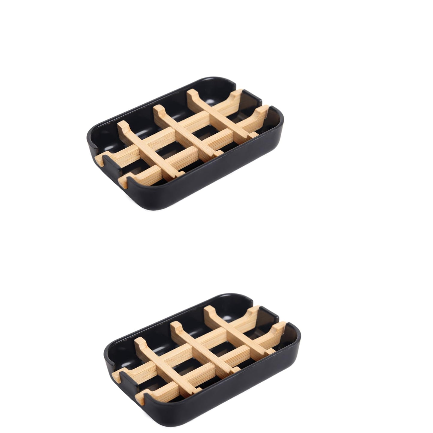 Ninebendstreams Bamboo Fiber Soap Holder and Soap Dish Combination for Bathroom Bar Soap Holder Sink Deck Bathtub Shower Tray?2pcs-Black?