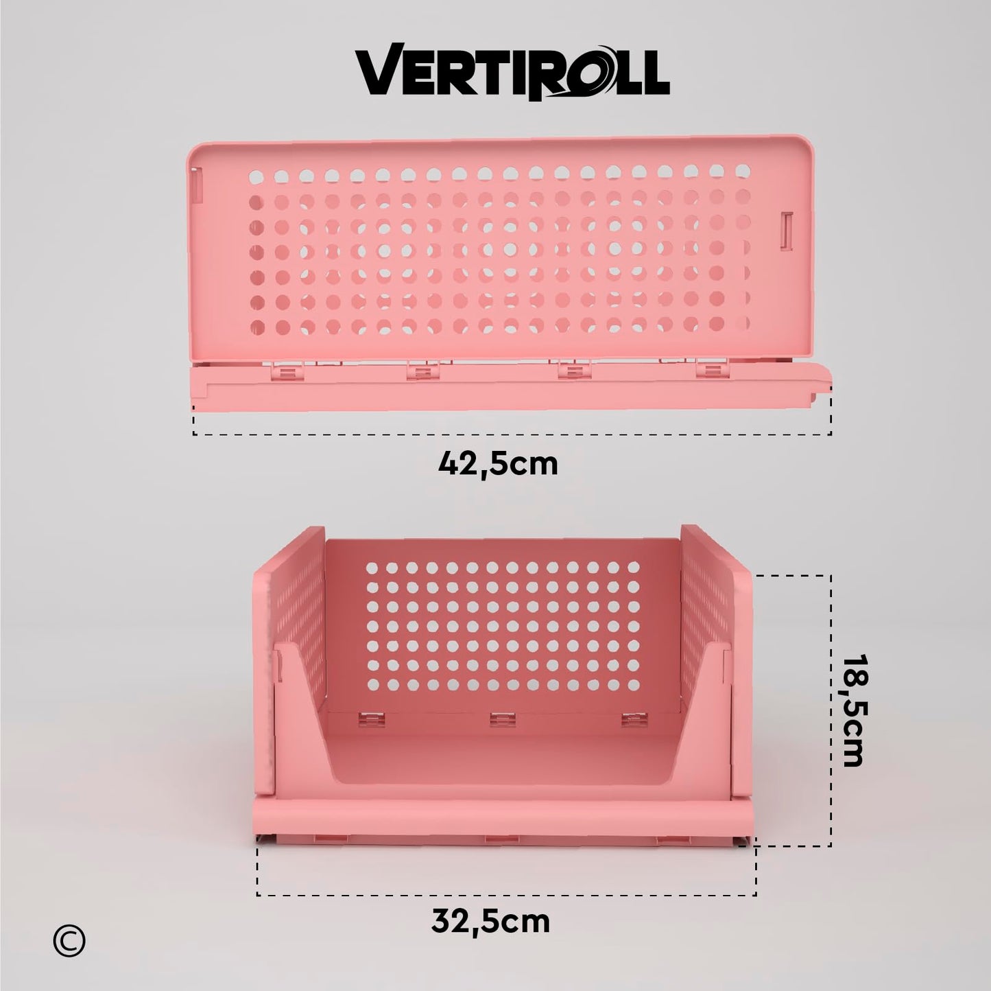 VertiRoll 4 Stackable Sliding Drawers Wardrobe Storage Organizer Plastic Box Pink Color for Home Kitchen Bathroom and Office Easy to Assemble
