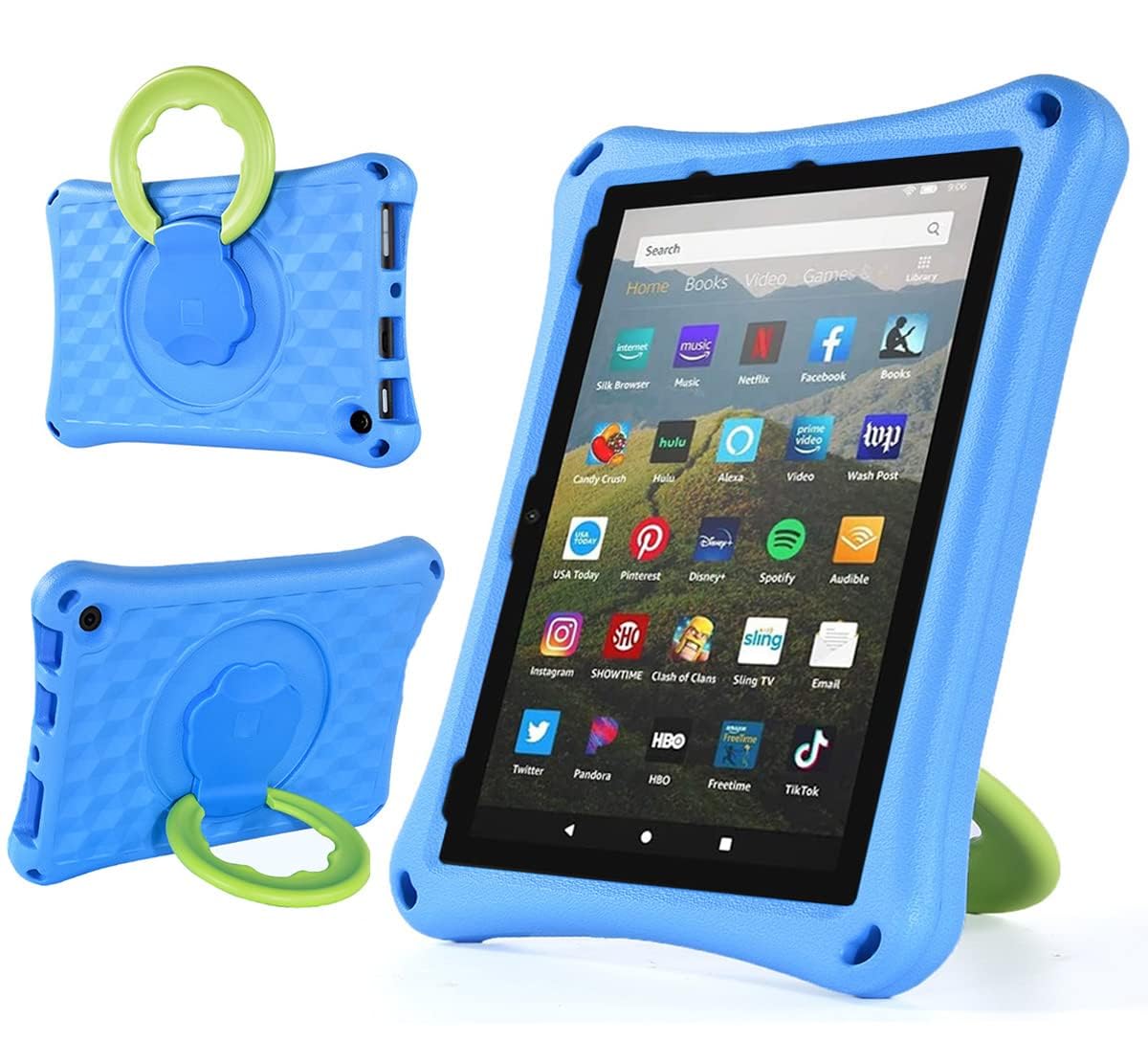 10 Inch Case for Fire H D 10 (13th Gen, 2023/2024 Release), Soft EVA Back,360 Turn Handle Folding (Blue)