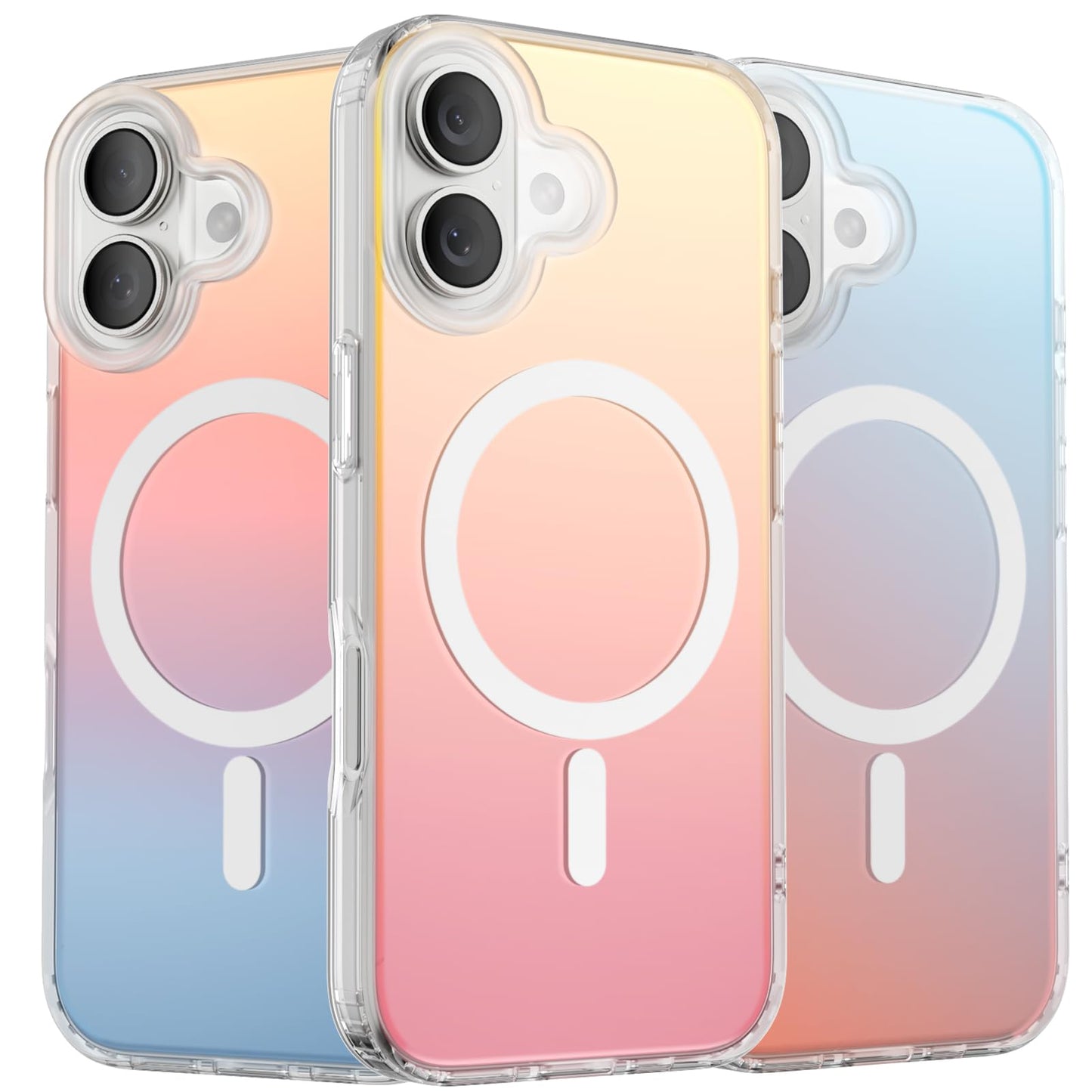 ORNARTO Compatible with iPhone 17 for MagSafe Case,Shockproof Protective Rainbow Case,Wireless Charging Magnetic Phone Cases Cover 6.3inch-Sunset