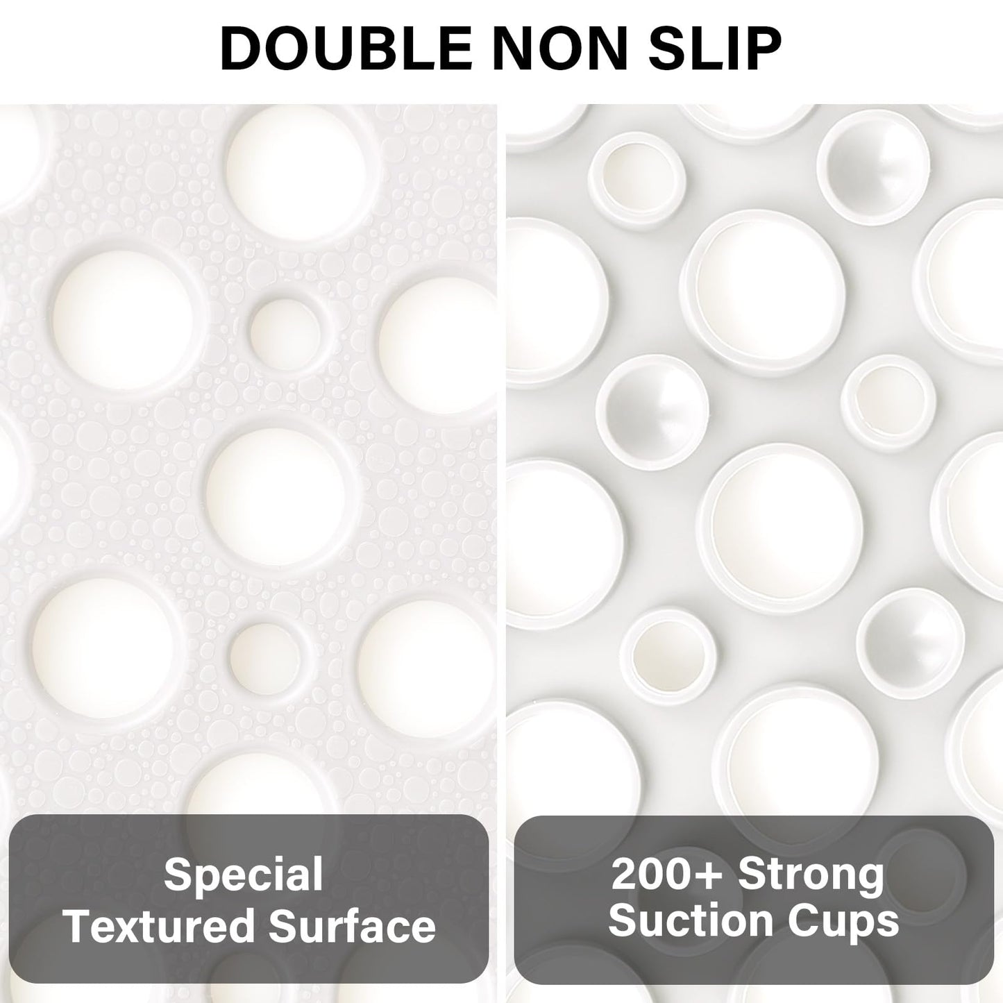 Mofonky Non Slip Shower Mat: 90 x 60 cm Large Shower Mats for Inside Shower - Soft TPE Anti Slip Anti Mould Long Shower Matt with Large Drain Holes