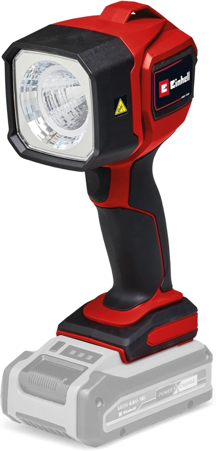 Einhell Power X-Change 18V Rechargeable Work Light with Pivoting Head - 350Lm LED Torch Light, 7000K, 30m Range - TE-CL 18/1800 LiAC Job Site Work