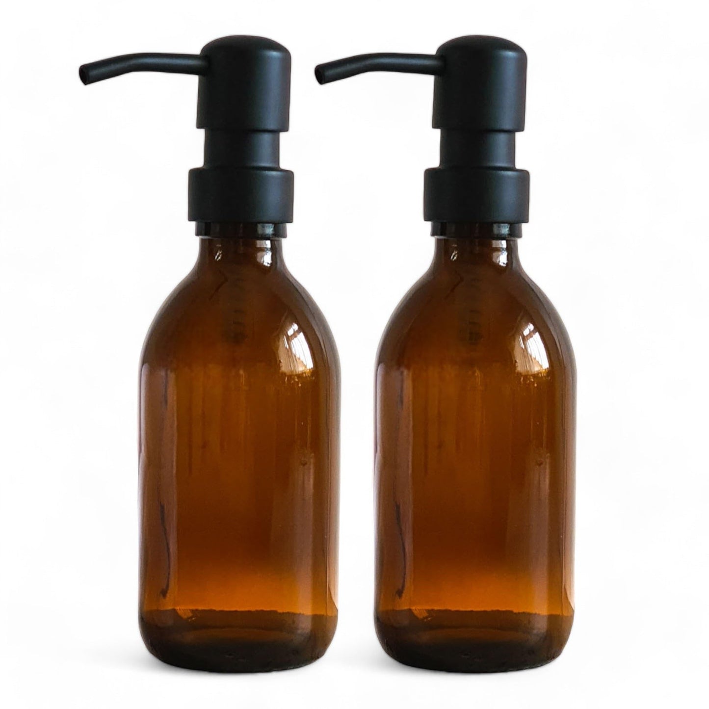 Avalon Amber Glass Soap Dispenser Bottles with Matt Black Metal Pumps (BPA-Free) Lotion Pump/Soap Dispensers ? Reusable Refillable Eco friendly,