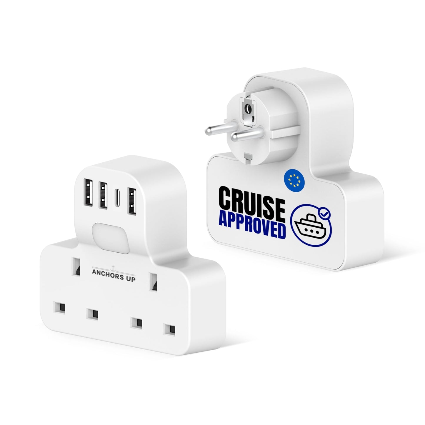 Cruise Approved 7-in-1 Travel Adapter ? Non Surge for Cruise Ships ? 4 USB Ports and Night Light ? Works on P&O, Marella, MSC, Carnival, Princess,