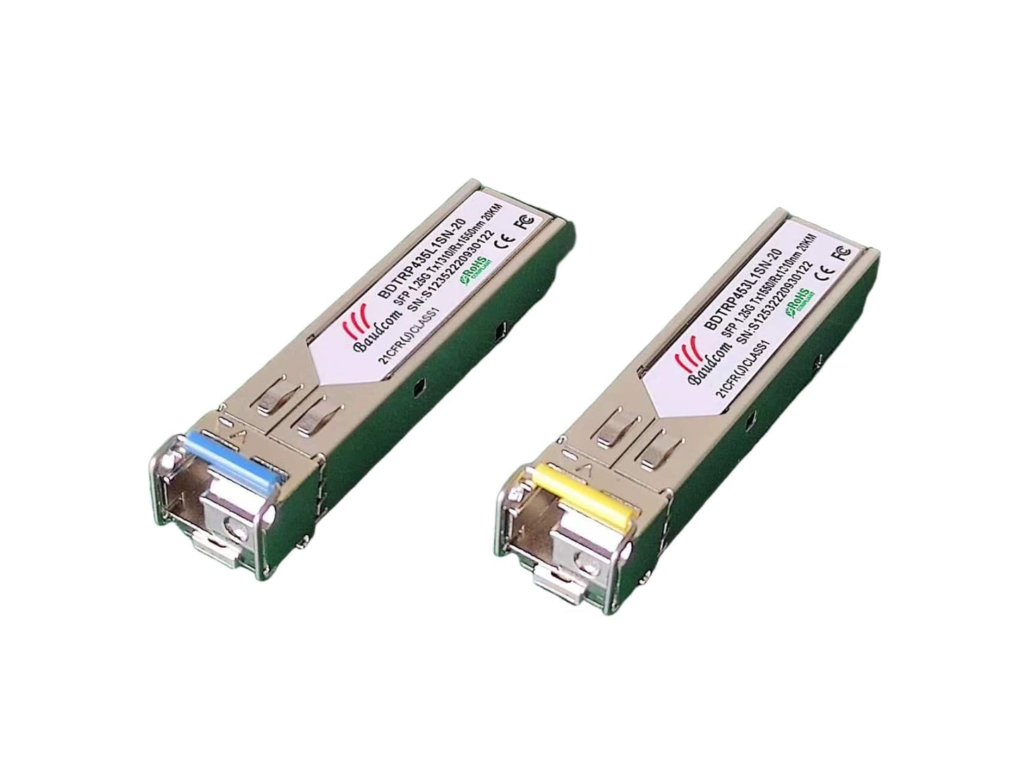 SFP module 1G Bidi single fibre transceiver SMF LC connection up to 20km for open switches for Cisco GLC-LH-SMD,Ubiquiti UniFi, Meraki